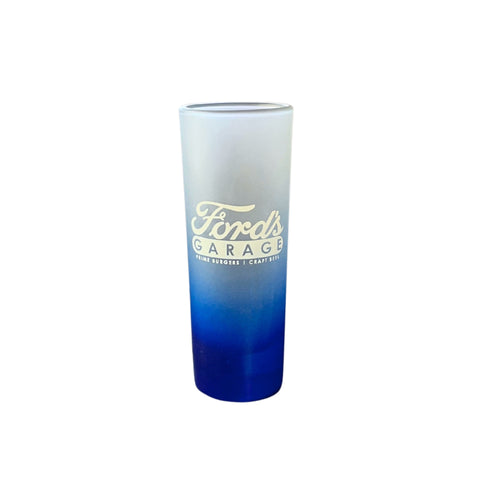 Frosted Shot Glass Blue (White Logo)